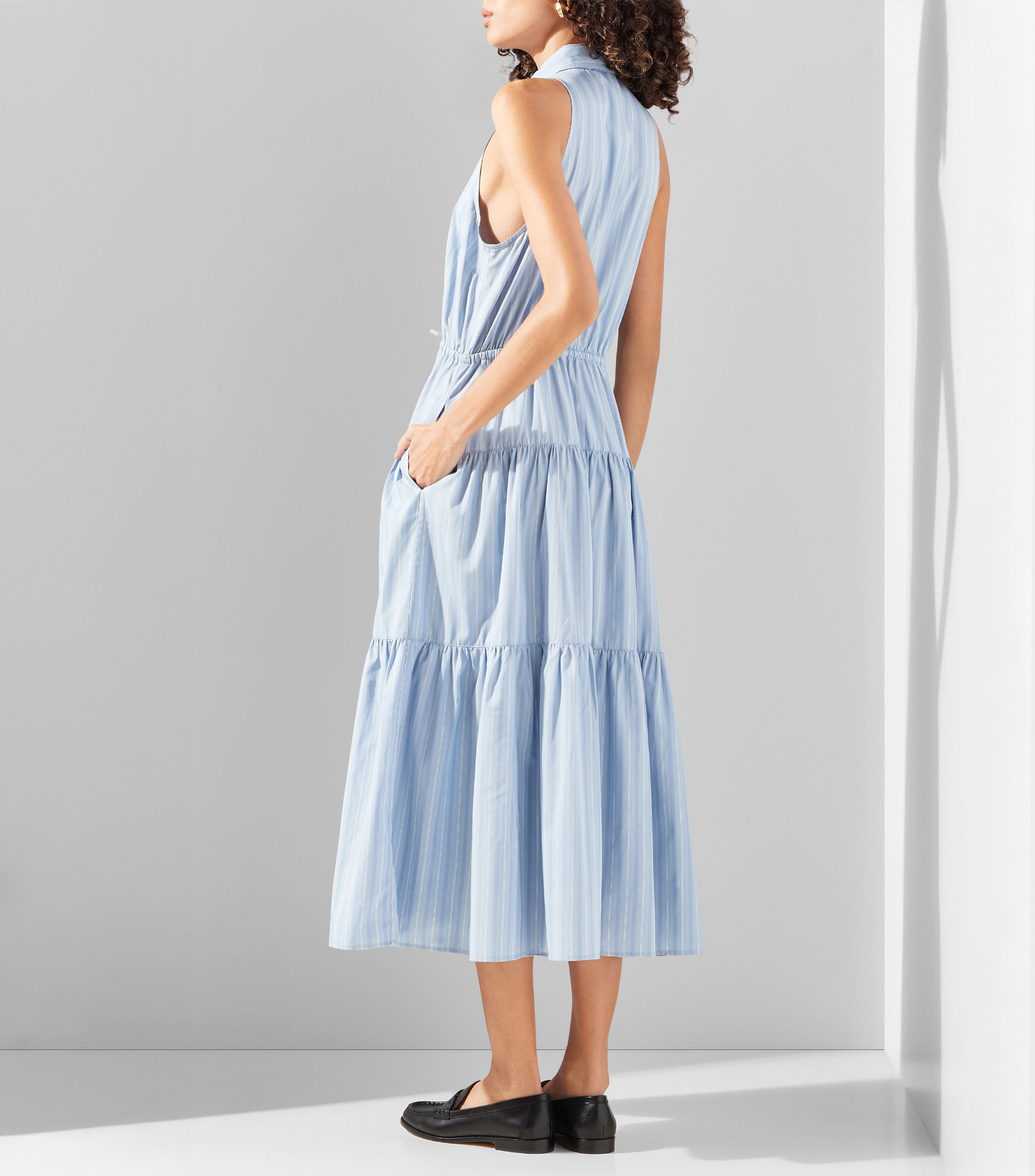 Vestido largo con rayas Mujer